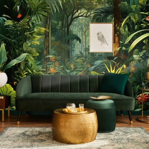 Tropical Forest Wallpaper Peel and Stick Watercolor Jungle Landscape ...