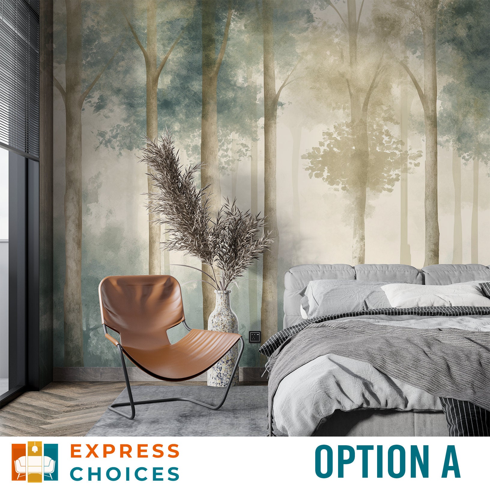 Watercolor Kids Forest Wallpaper Peel and Stick Nursery Pine Tree Wall ...