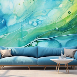 Vivid Alcohol Ink Abstract Painting One-of-a-Kind Wall Art Fluid Art for Your Space Peel and stick wallpaper Prepasted Wallpaper Non-Woven