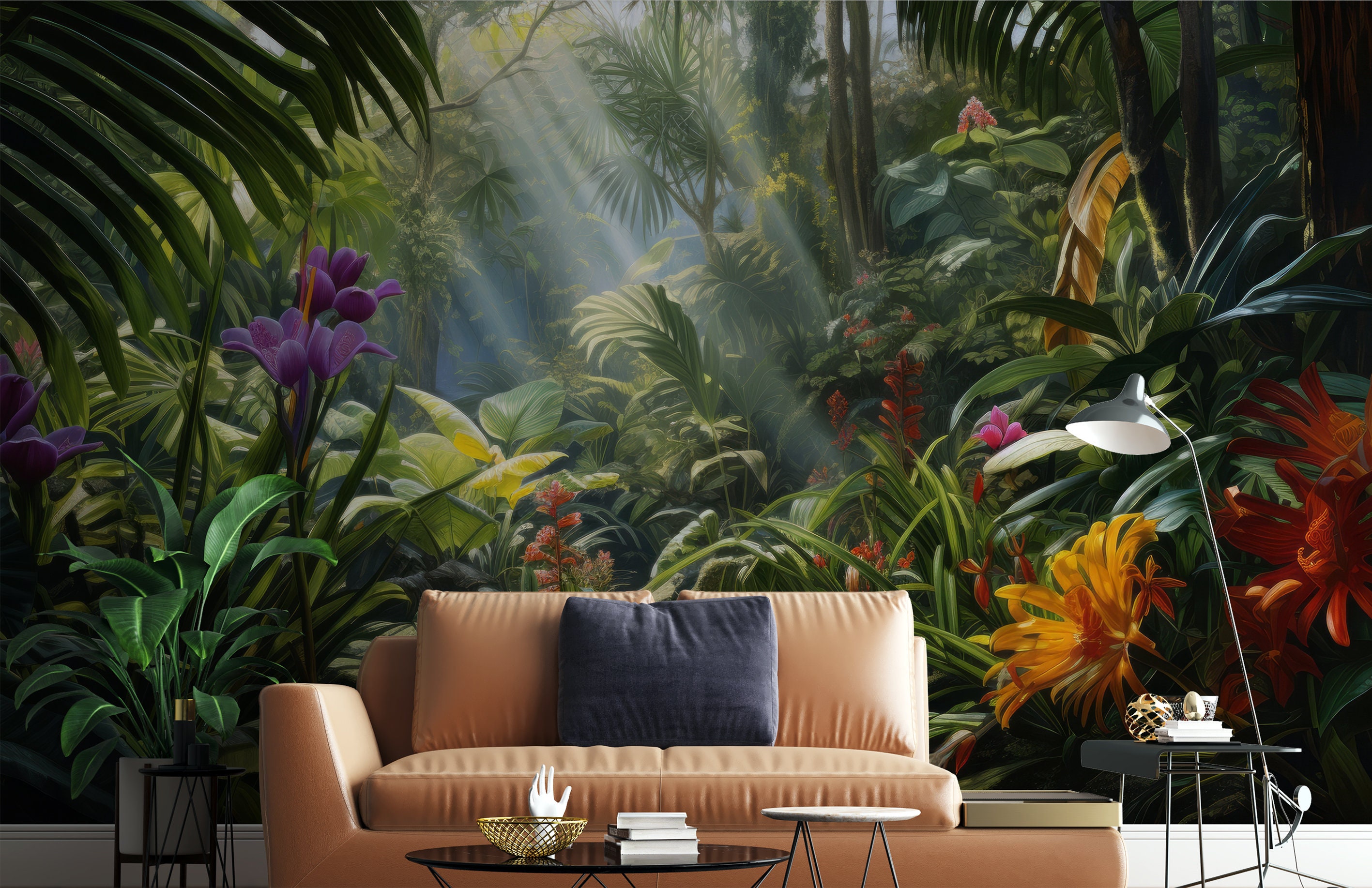 Tropical Rainforest Wallpaper Jungle Landscape Wall Mural Peel and ...