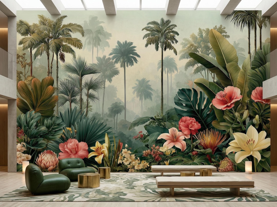Tropical Rainforest Wall Mural Peel and Stick Wallpaper Jungle Nursery ...