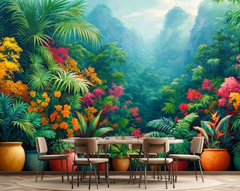 Tropical Wall Decor with Peel and Stick Wallpaper for Bedroom, Living room Wall Mural
