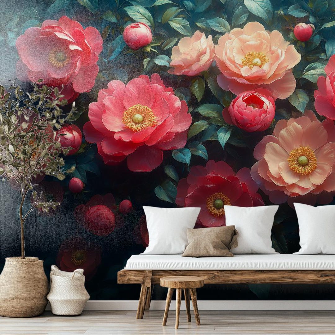 Peony Floral Wallpaper | Peel&stick Traditional | Removable Renter ...