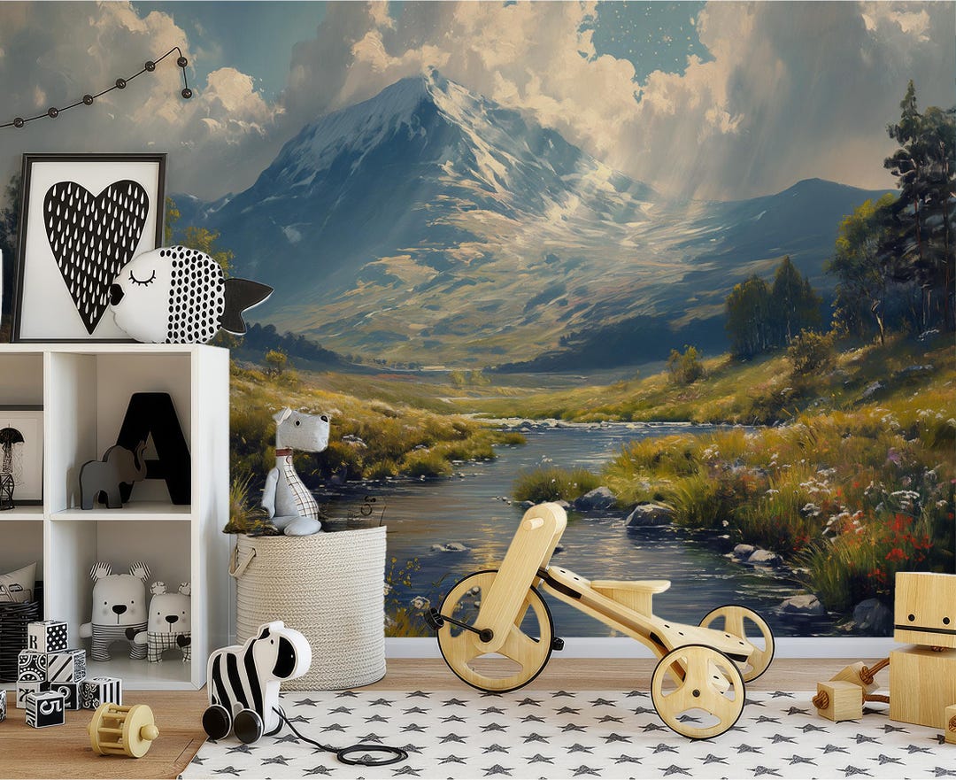 Majestic Mountain and River Wallpaper - Peel and Stick Wall Mural | Non ...