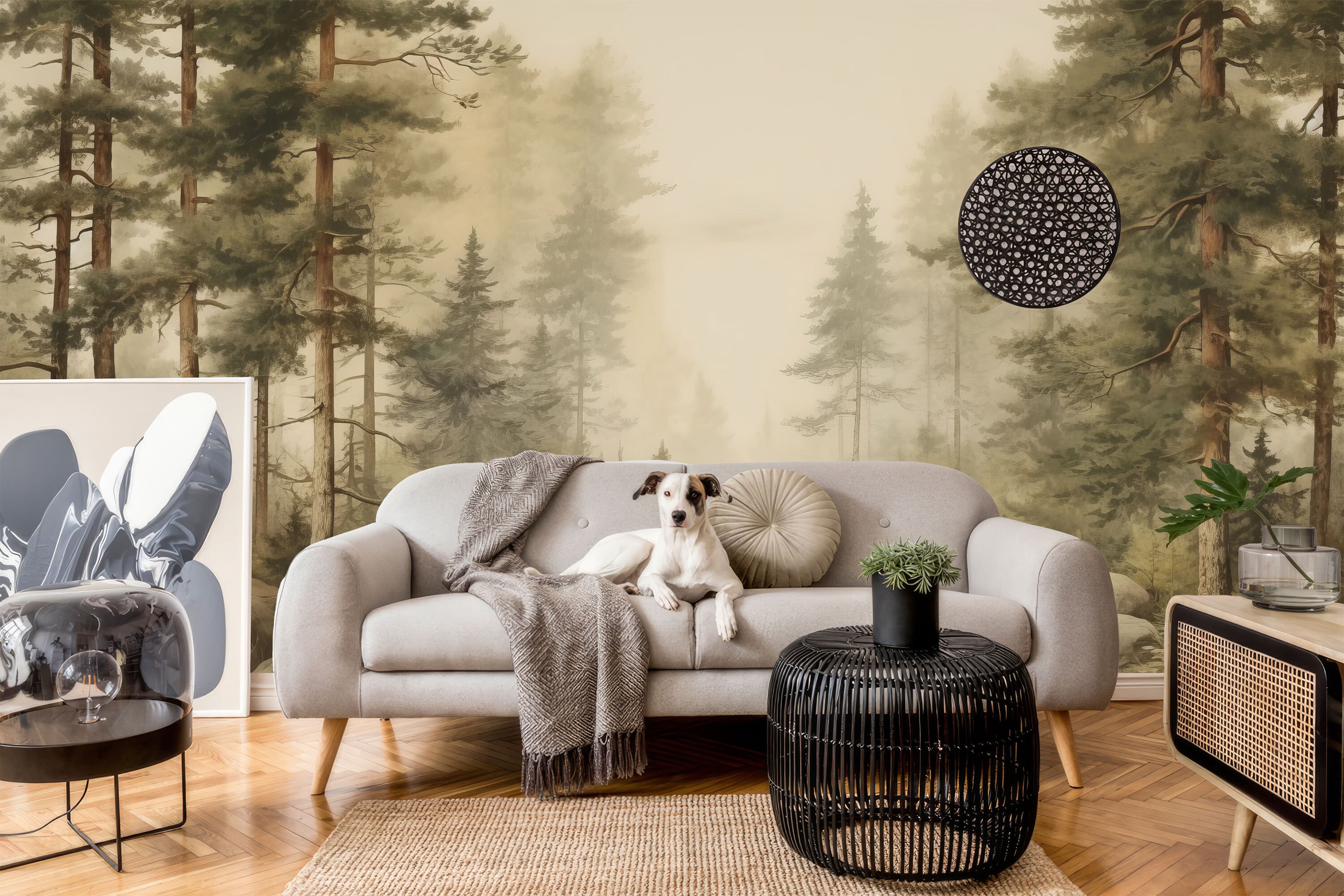 Foggy Forest Wall Mural, Peel and Stick Wallpaper, Nursery Decor ...