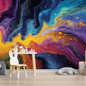 Dynamic Fluid Art Peel and Stick Wallpaper - Vibrant Home Decor