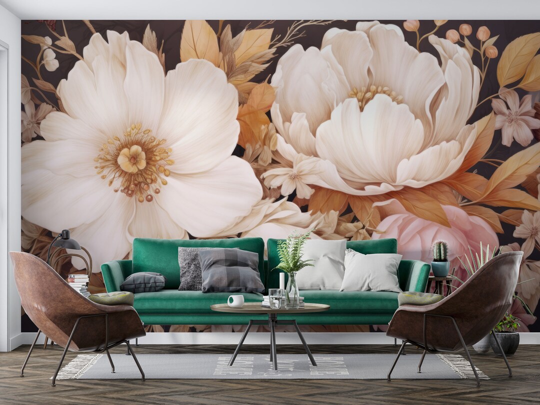 Watercolor Soft Floral Wall Mural in Pastel and Light Colors | Peel and ...