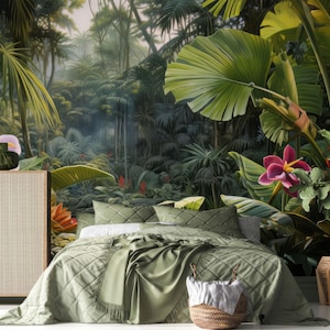 Painted Tropical Forest Wallpaper Plants Wallpaper Flowers and Scenery Wallpaper