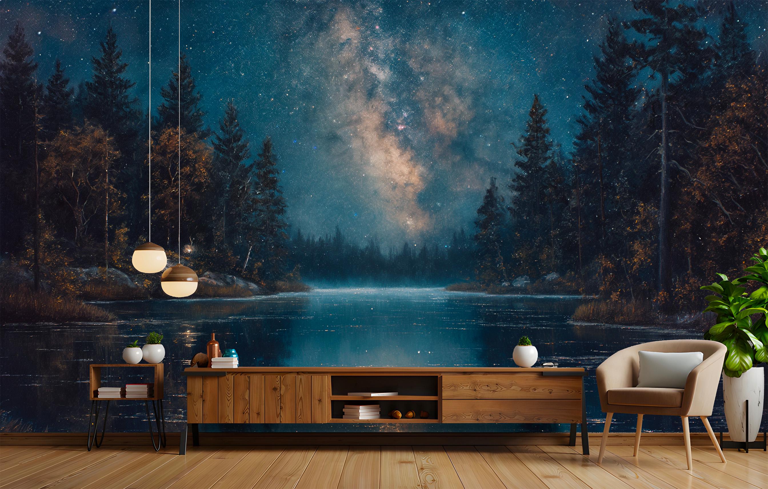 Milky Way Reflections Wallpaper - Peel and Stick Night Sky Mural | Non ...
