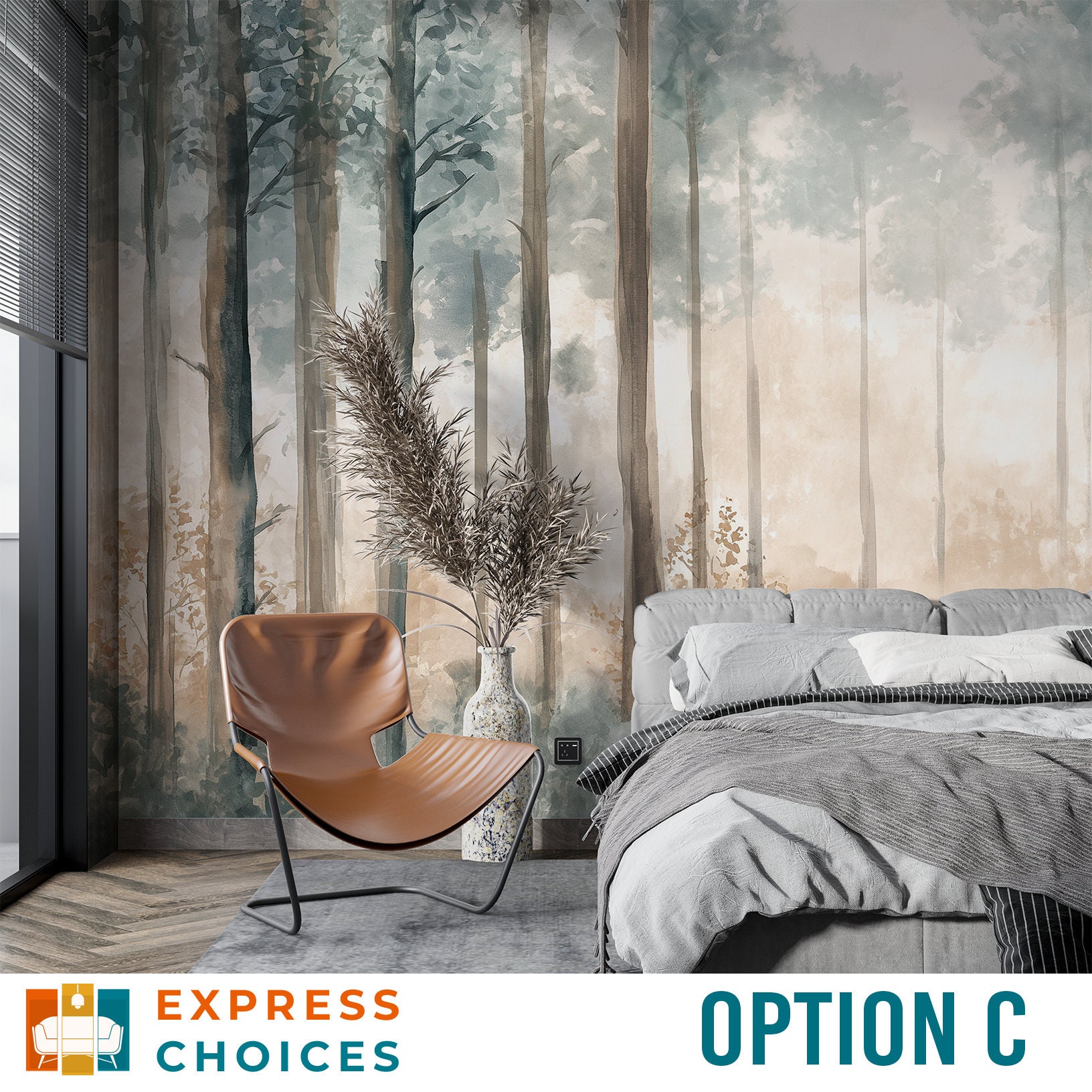 Watercolor Kids Forest Wallpaper Peel and Stick Nursery Pine Tree Wall ...