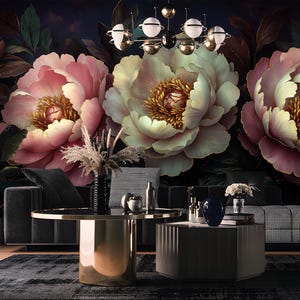 Beautiful Peony Floral Wall Mural – Elegant Botanical Wallpaper for Bedroom, Living Room, or Feature Wall