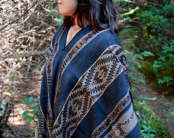 Peruvian Poncho - Hand-woven, Alpaca Wool