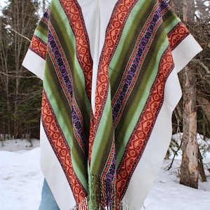 Peruvian Poncho - Hand-woven, Alpaca Wool