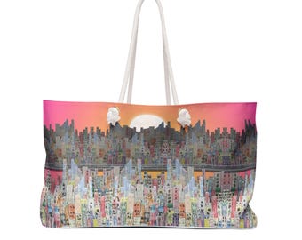 Urban Sunrise Weekender Bag | Stylish Tote for Travel, Gym, Beach, Overnight Stays, Elegant Design