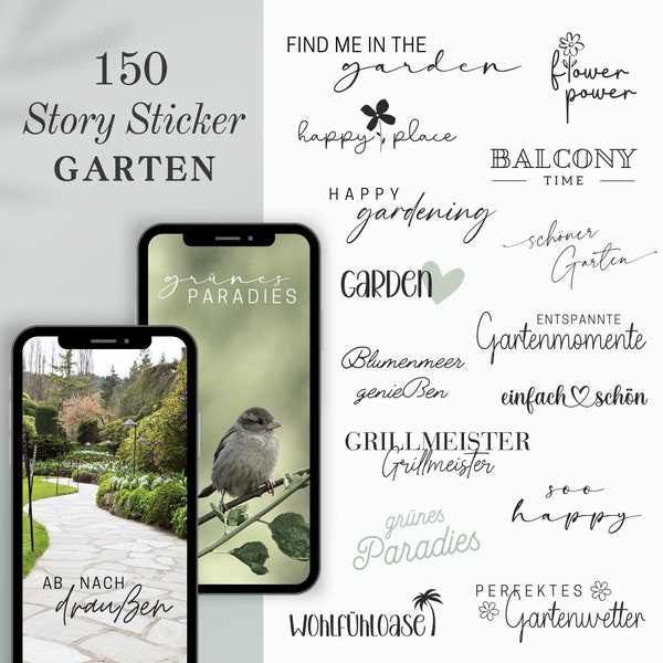 Instagram Story Sticker Garten | Natur | Pflanzen | Blumen | Outdoor | Frühling | Kalligrafie | Storysticker Words | Story Sticker Balkon