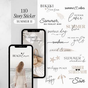 Instagram Story Sticker Summer II | Strand | Pool | Sun | Kalligraphie | Beach | Storysticker Words | Daily | Summer Storysticker | Vacation