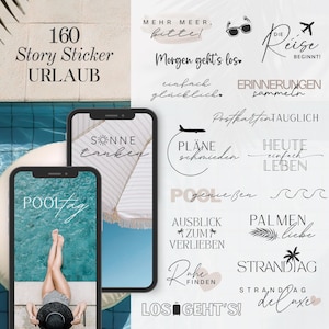 Instagram Story Sticker Urlaub | Strand | Pool | Travel | Kalligraphie | Beach | Storysticker Words | Reisen | Summer Storysticker Vacation