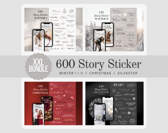 XXL Instagram Story Sticker Bundle | Winter | Christmas | Silvester | Kalligraphie | Storysticker Words | Schnee Weihnachten Happy New Year