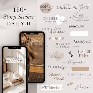 Pegatinas de historias de Instagram diarias II | Básico | Buenos días | Inicio | Caligrafía | Palabras adhesivas de la historia | Amigos de la historia | Momentos | Familia