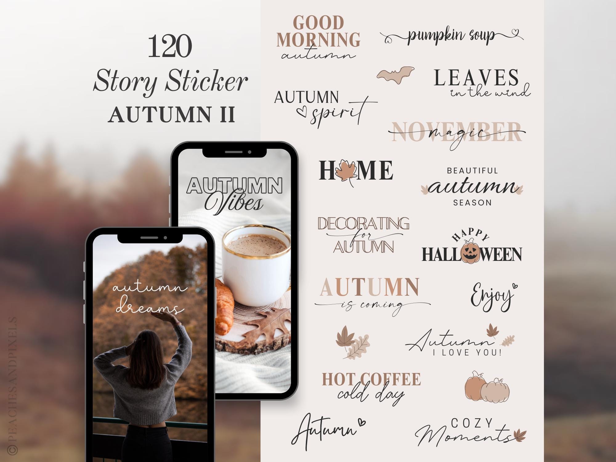 XXL Instagram Story Sticker Bundle | Autumn | Cozy | Everyday | Pumpkin ...