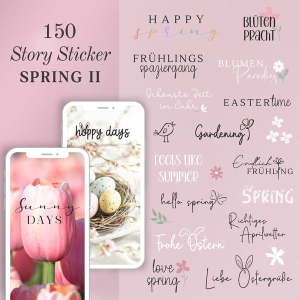 Instagram Story Sticker Spring II | Flowers | Frühling | Garten | Ostern | Kalligraphie | Storysticker Words | Natur März April Mai