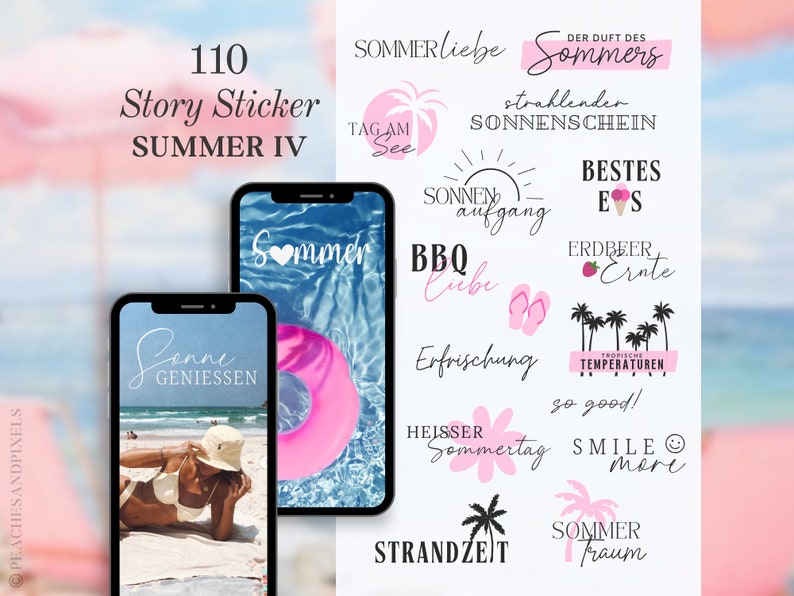 XXL Instagram Story Sticker Bundle | Summer | Pool | Beach | Sun ...