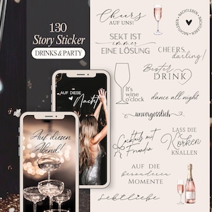 Instagram Story Sticker Party & Drinks | Basic | Cocktails | Kalligraphie Storysticker Words | Storysticker Feiern | Cheers | Girls Night