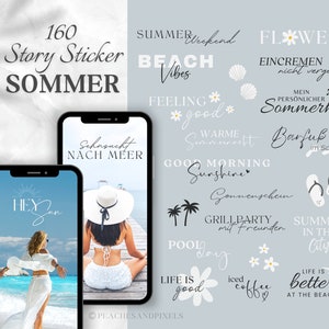 Instagram Story Sticker Sommer | Strand | Pool | Sonne | Kalligraphie | Beach | Storysticker Words | Daily | Summer Storysticker | Vacation