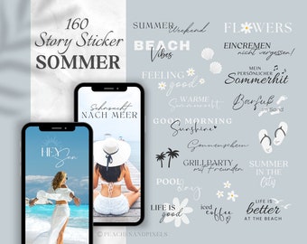 Instagram Story Sticker Sommer | Strand | Pool | Sonne | Kalligraphie | Beach | Storysticker Words | Daily | Summer Storysticker | Vacation