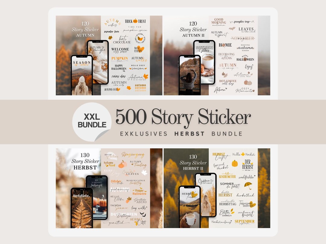 XXL Instagram Story Sticker Bundle | Autumn | Cozy | Everyday | Pumpkin ...