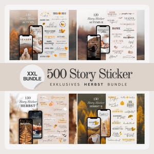 Pacchetto di adesivi XXL per le storie di Instagram | Autunno | Accogliente | Quotidiano | Zucca | Calligrafia | Parole di Storysticker | Foglie autunnali