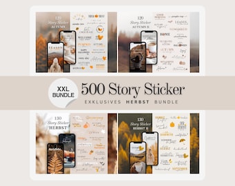 XXL Instagram Story Sticker Bundle | Autumn | Cozy | Everyday | Pumpkin | Calligraphy | Storysticker Words | Autumn Leaves