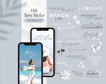 Instagram Story Stickers Summer | Beach | Pool | Sun | Calligraphy | Beach | Storysticker Words | Daily | Summer Storysticker | Vacation