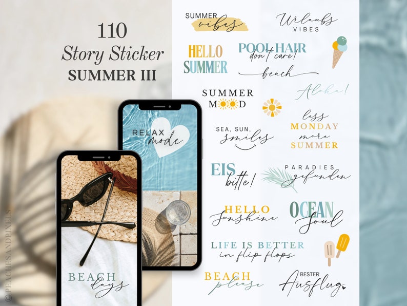 XXL Instagram Story Sticker Bundle | Summer | Pool | Beach | Sun ...