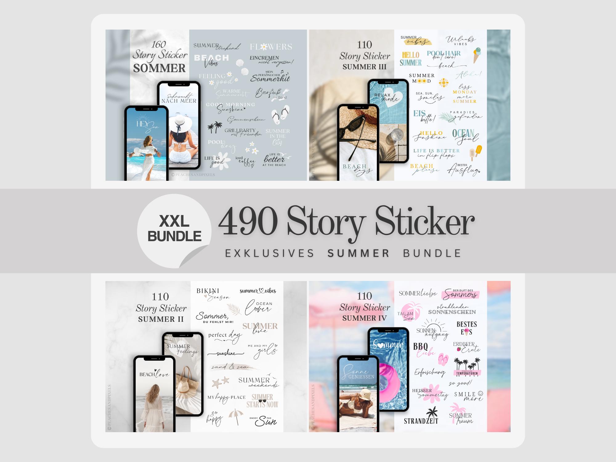 XXL Instagram Story Sticker Bundle | Summer | Pool | Beach | Sun ...