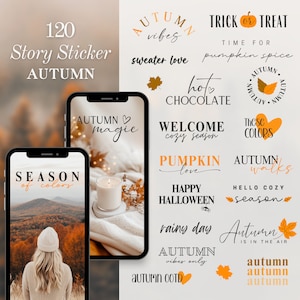 Instagram Story Sticker Autumn | Cozy | Pumpkin | Calligraphy | Season | Storysticker Words | Autumn Storysticker | Daily