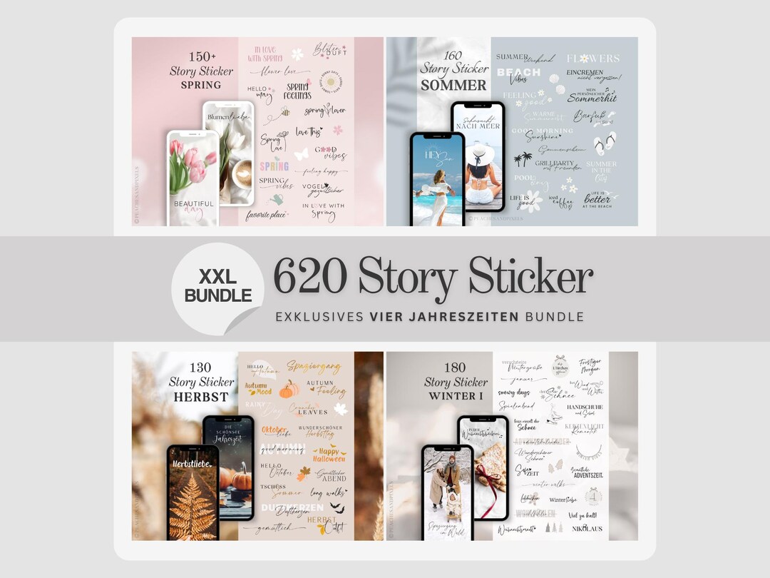 XXL Instagram Story Sticker Bundle | Four Seasons | Summer | Spring ...