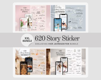 XXL Instagram Story Sticker Bundle | Four Seasons | Summer | Spring | Autumn | Winter | Calligraphy | Storysticker Words | Everyday