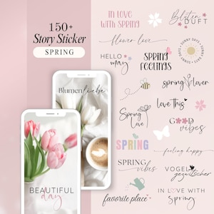 Instagram Story Sticker Spring | Flowers | Frühling | Garten | Kalligraphie | Storysticker Words | Storysticker Natur | Love März April Mai