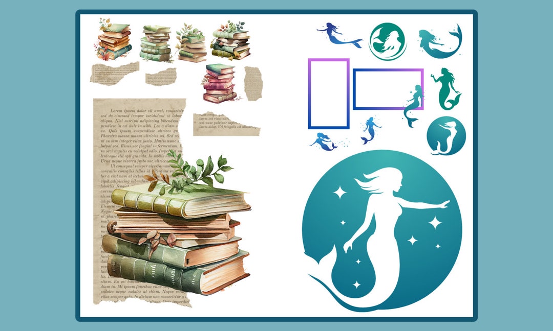 Sticker Sheet Books and Mermaids Etsy