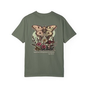 Comfort Colors Edgar Allan Poe Light Academia Moth Shirt Mushroom Shirt Luna Moth Whimsigoth Clothing Goblincore Poet Shirt Dark Academia Moss