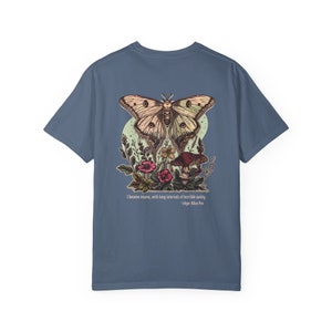 Comfort Colors Edgar Allan Poe Light Academia Moth Shirt Mushroom Shirt Luna Moth Whimsigoth Clothing Goblincore Poet Shirt Dark Academia Blue Jean