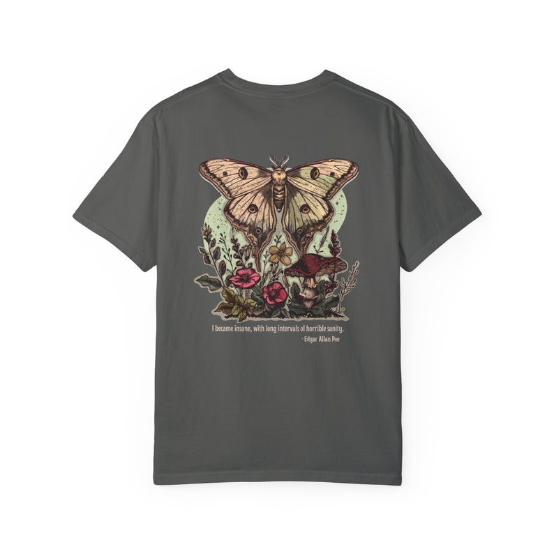 Comfort Colors Edgar Allan Poe Light Academia Moth Shirt Mushroom Shirt Luna Moth Whimsigoth Clothing Goblincore Poet Shirt Dark Academia Pepper