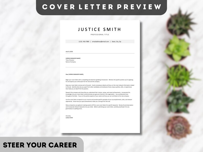 Modern Cover Letter Template for Microsoft Word | Pages | Stand Out ...