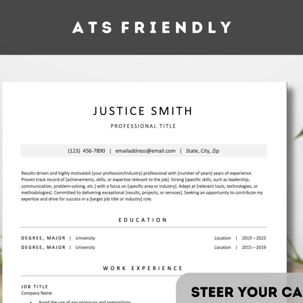 Modern ATS-Friendly Resume Template for Microsoft Word | Pages | Google Docs | Stand Out from the Crowd!