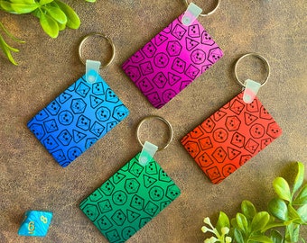 Happy Dice Keychain: TTRPG DND Gift, Handmade MDF