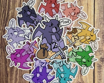 Mine Dragon Sticker: Cute Dnd Sticker, Dnd Gift, Laptop Sticker, Dungeons & Dragons Sticker, Vinyl Stickers, D20 Sticker, TTRPG Sticker