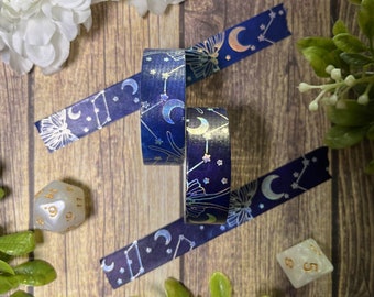 Lunar Moth Constellation Washi Tape: Silvery Holo, 15mm