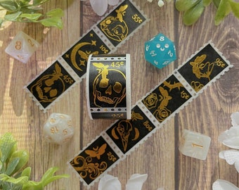 Moth Stamp Washi Tape: Gold Foil Decorative Tape (25mm x 5m)