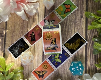 Butterfly Stamp Washi Tape: Gold Foil Decorative Tape (25mm x 5m)